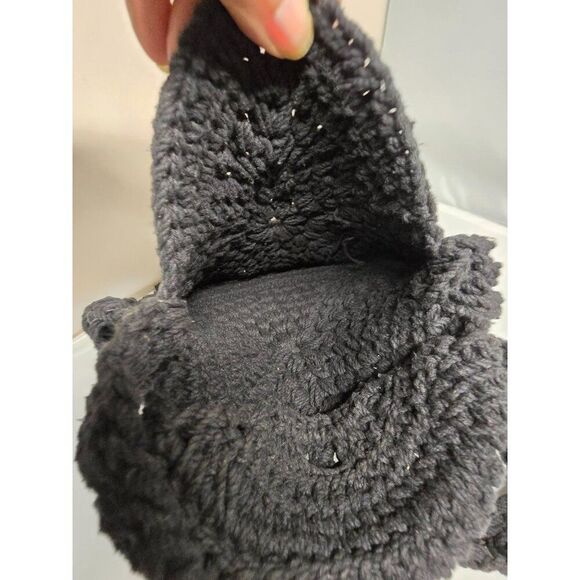 Handmade Crochet macrame Black Fringe Bohemian Shoulder Bag boho cottage biker - Picture 6 of 8